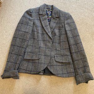 BODEN British Tweed By Moon US 2 Gray Wool Tweed Blazer Jacket